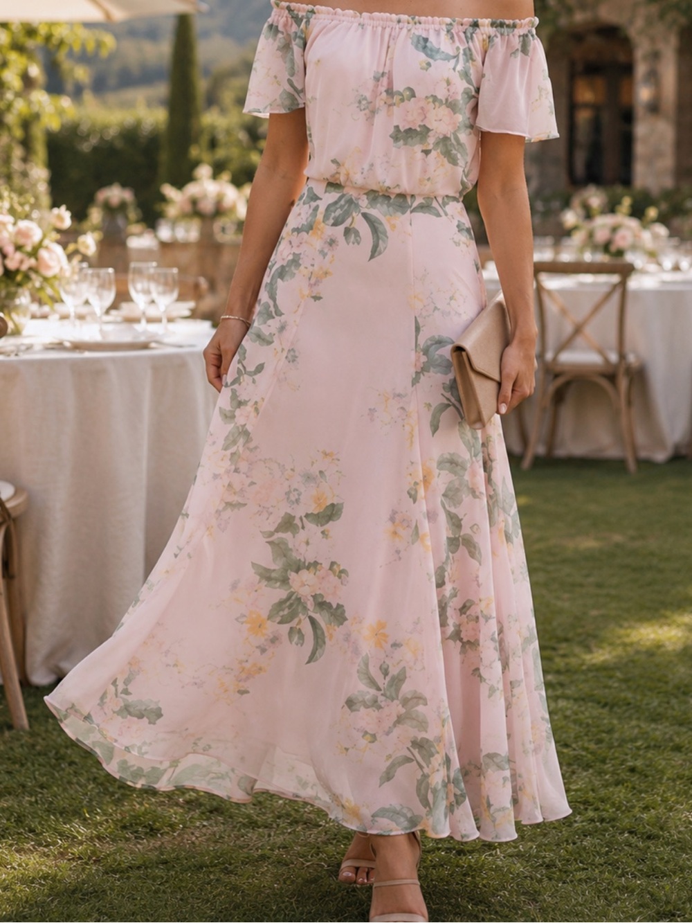 Rachel Parcell Floral Maxi Dress in Blush Pink